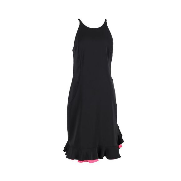 Joseph Cross-Back Two-Tone Hem Dress in Black Silk